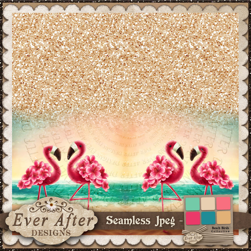 001329 Beach bird drip glitter sand