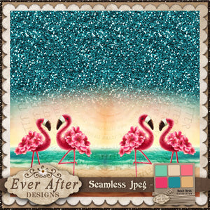 001330 Beach bird drip glitter teal