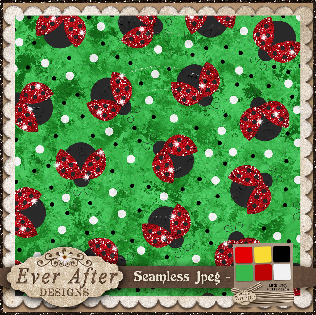 001379 ladybug scatter glitter on green