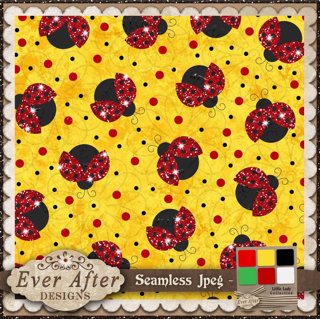 001380 ladybug scatter glitter on yellow