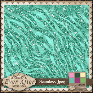 001528 wild vines zebra glitter teal