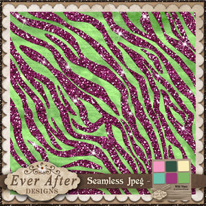 001530 wild vines zebra glitter light green purple