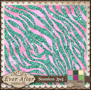 001531 wild vines zebra glitter teal pink