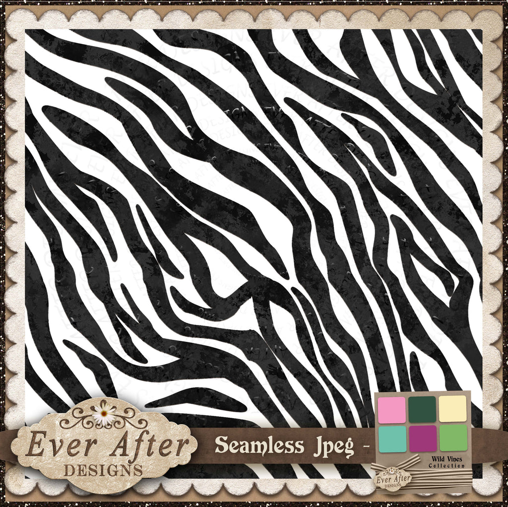 001533 wild vines zebra glitter black white