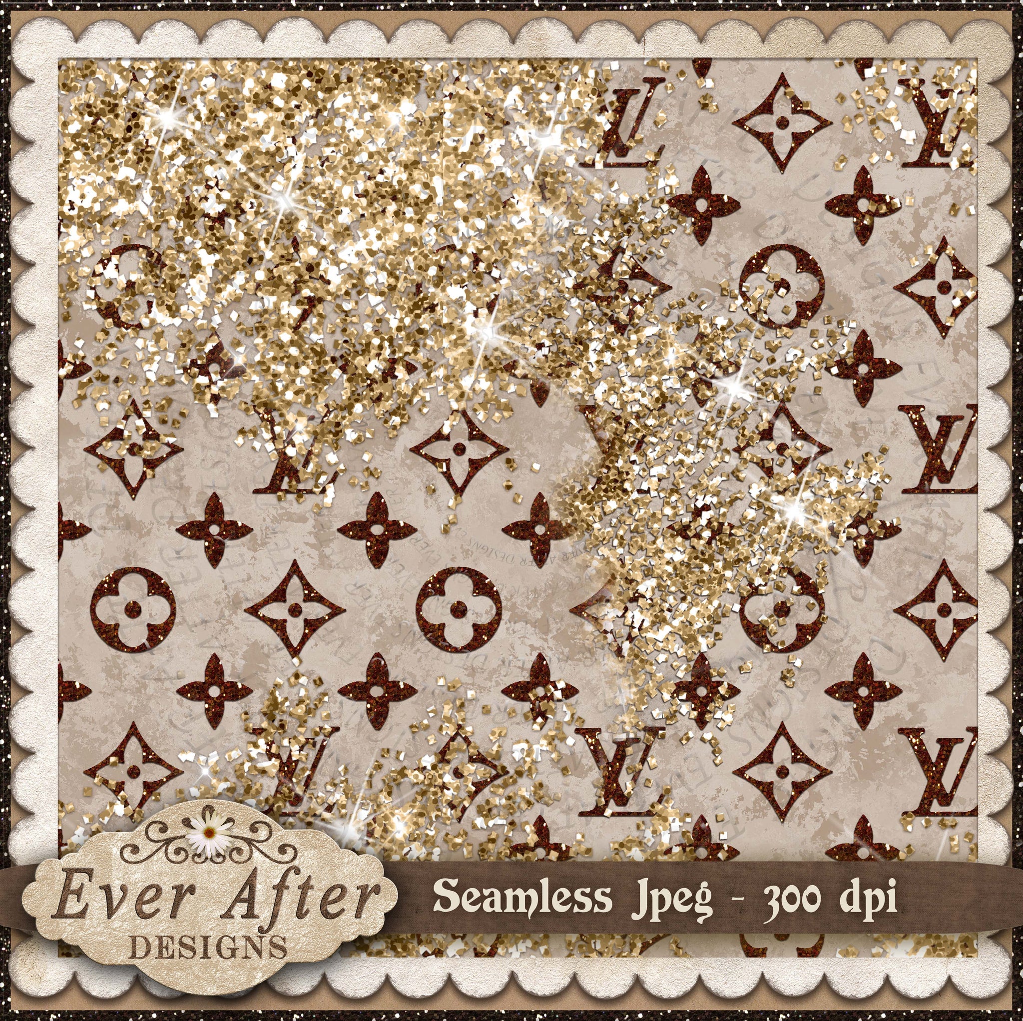 9100 lv pattern tan Glitter splatter – Everafter Designs